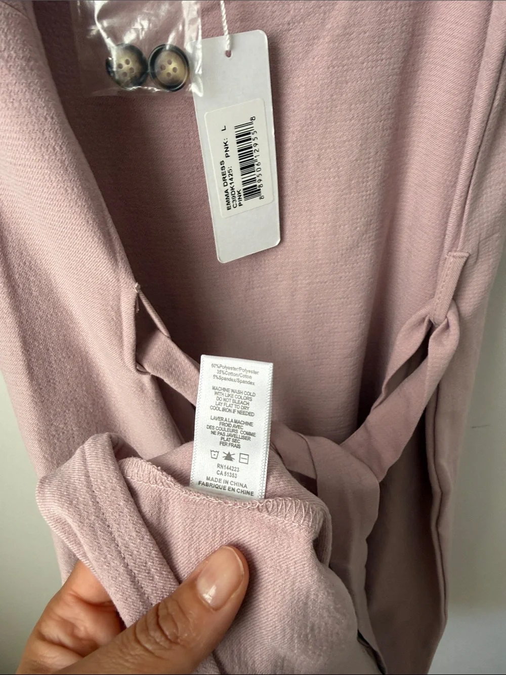 Pink Button-Front Summer Dress Size Large Casual Mauve Relaxed fit
